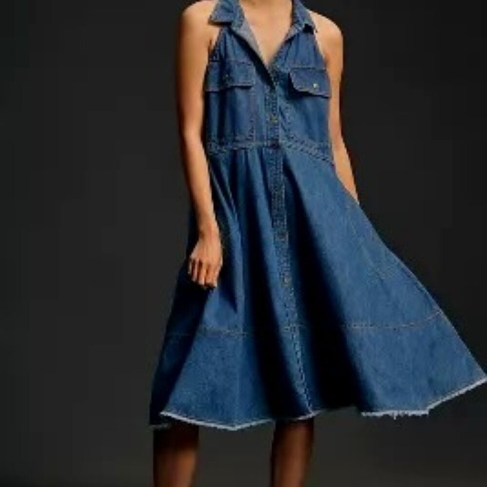 Pilcro Sleeveless Halter Swing Denim Dress